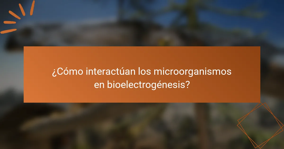 ¿Cómo interactúan los microorganismos en bioelectrogénesis?