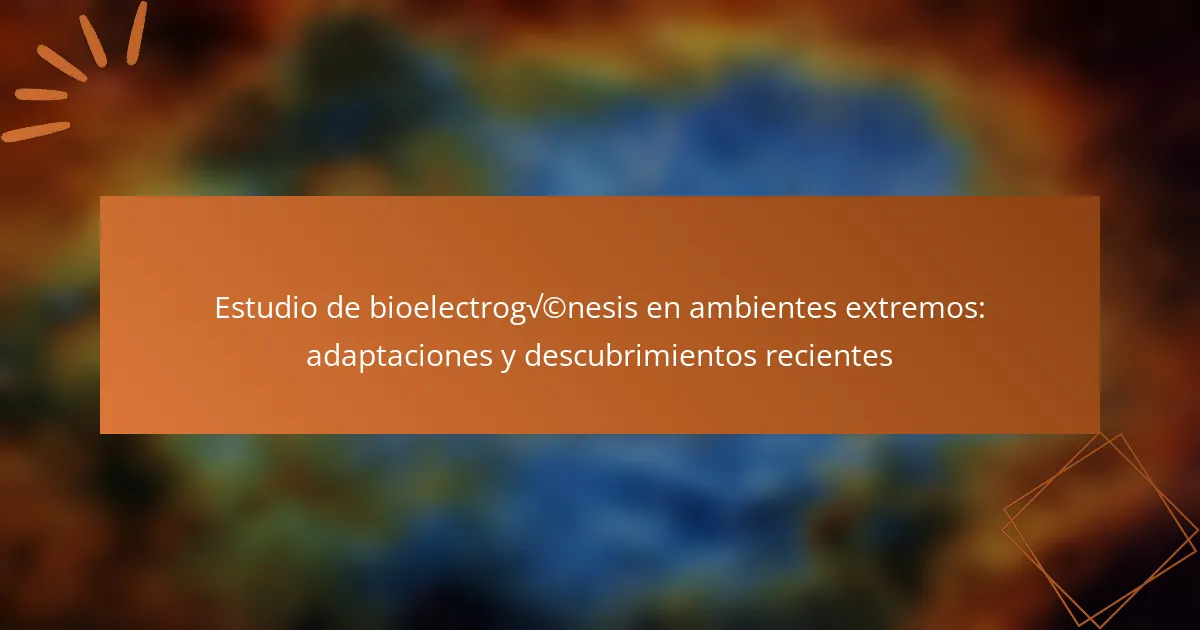 Estudio de bioelectrogénesis en ambientes extremos: adaptaciones y descubrimientos recientes