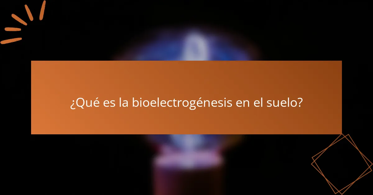 ¿Qué es la bioelectrogénesis en el suelo?